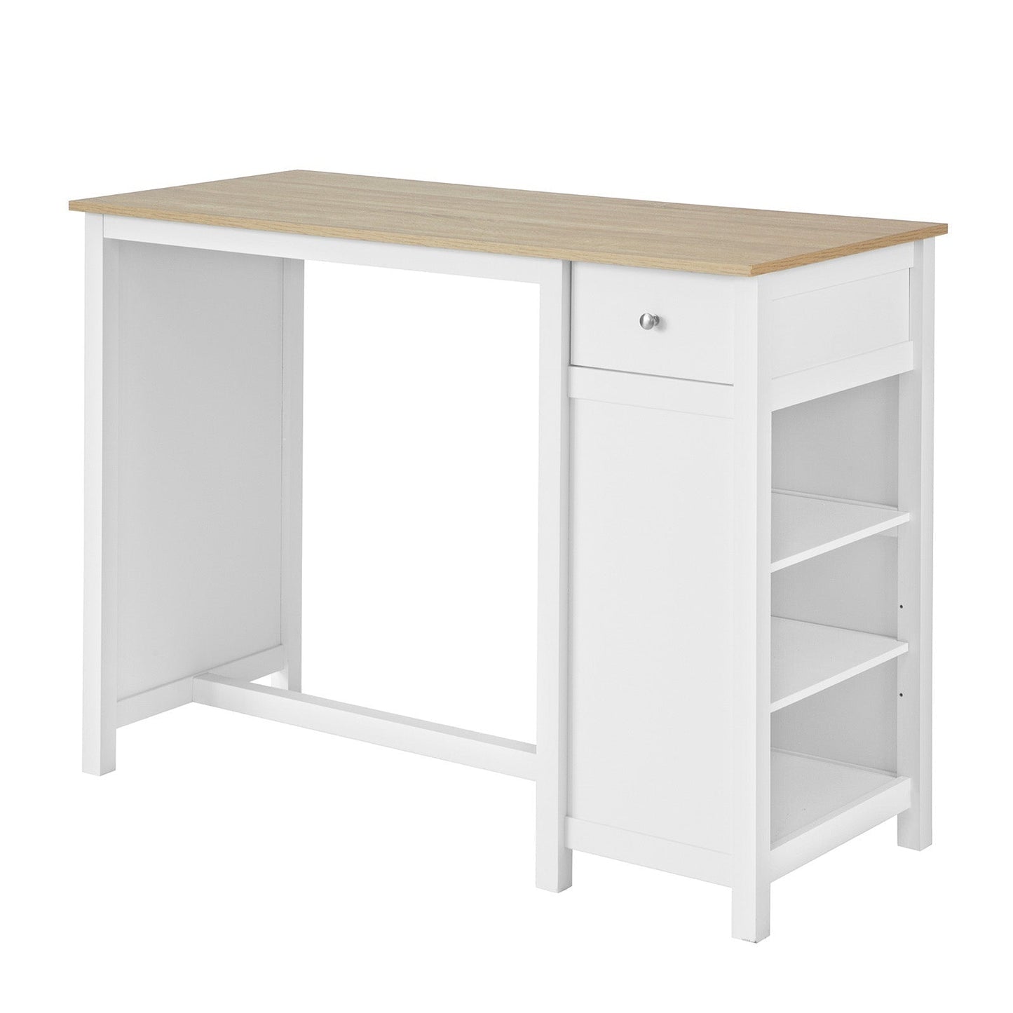 Table haute - SoBuy - Table de cuisine - Avec étagères de rangement - 120 x 55 x 90 cm - Blanc