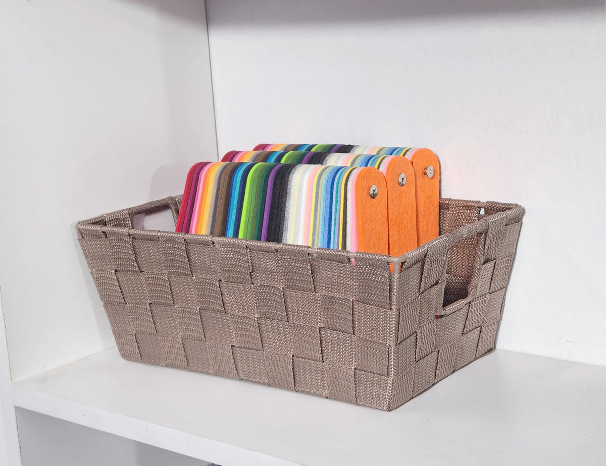 Kevahome Lot de 3 paniers de rangement avec sangle de transport - Polypropylène tissé à la main - Taupe - 12 x 6,5 x 4,5 pouces