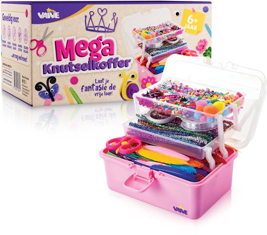 Vaive Craft Case 1432-pièces - Crafting Girls - Beads, Feathers, Pompoms & Wiggle Eyes - Craft Set - Crafting Supplies - Crafting kits