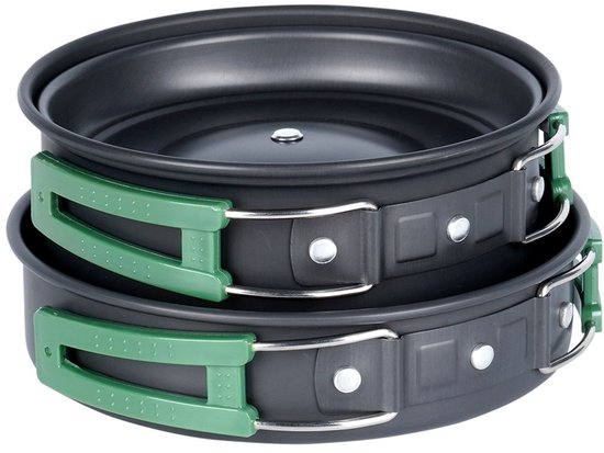Batterie de cuisine Redcliffs Outdoor Camping - 2 pièces - aluminium/inox - noir/vert - camping