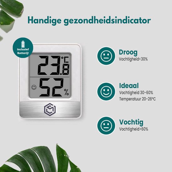 Ease Electronicz Hygromètre - Humidimètre - Station météo numérique - Humidimètre - Thermomètre d'intérieur - Pile incluse