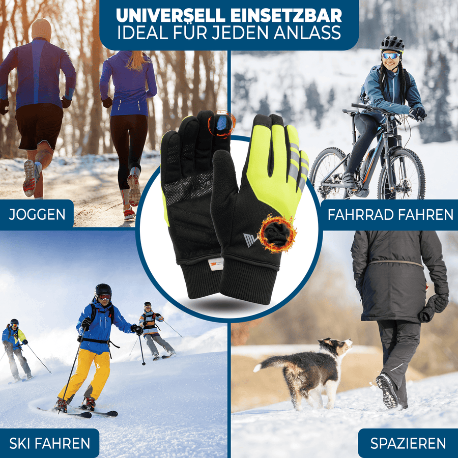 MIVELO THERMO-FIT Gants d'hiver - Polaire thermique & 3M Thinsulate - Jaune - Unisexe - Taille XL