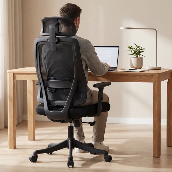 Bayt Ergonomic Office Chair - Chaise de bureau - Chaise de bureau adultes - Chaise de bureau - Réglable - Appui-tête - Noir