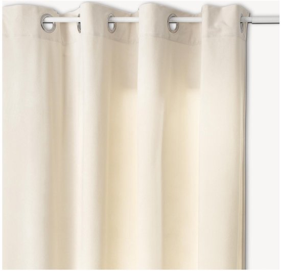 Rideau Atmosphera Lilou - L 260 x l 140 cm - blanc ivoire - polyester - avec anneaux