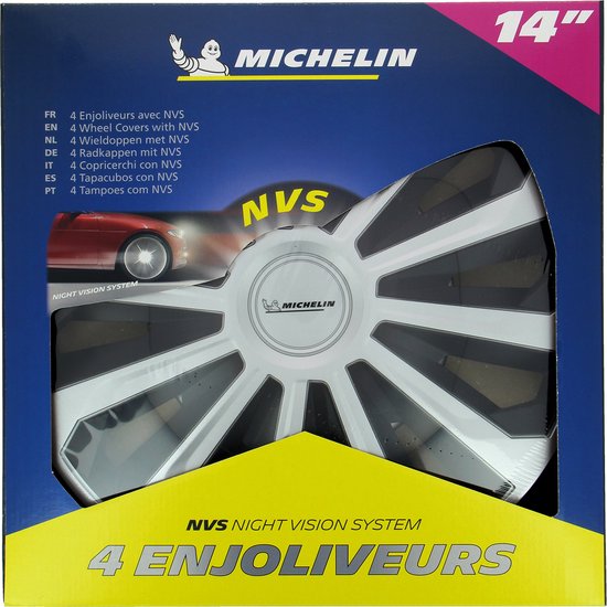 Enjoliveurs Michelin 14 pouces - noir/argent - lot de 4