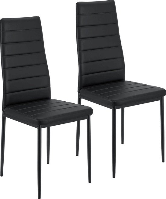 Chaise de salle à manger moderne Loja - 2 pièces - Noir - Cuir synthétique