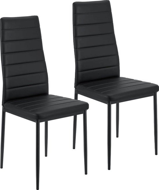 Chaise de salle à manger moderne Loja - 2 pièces - Noir - Cuir synthétique
