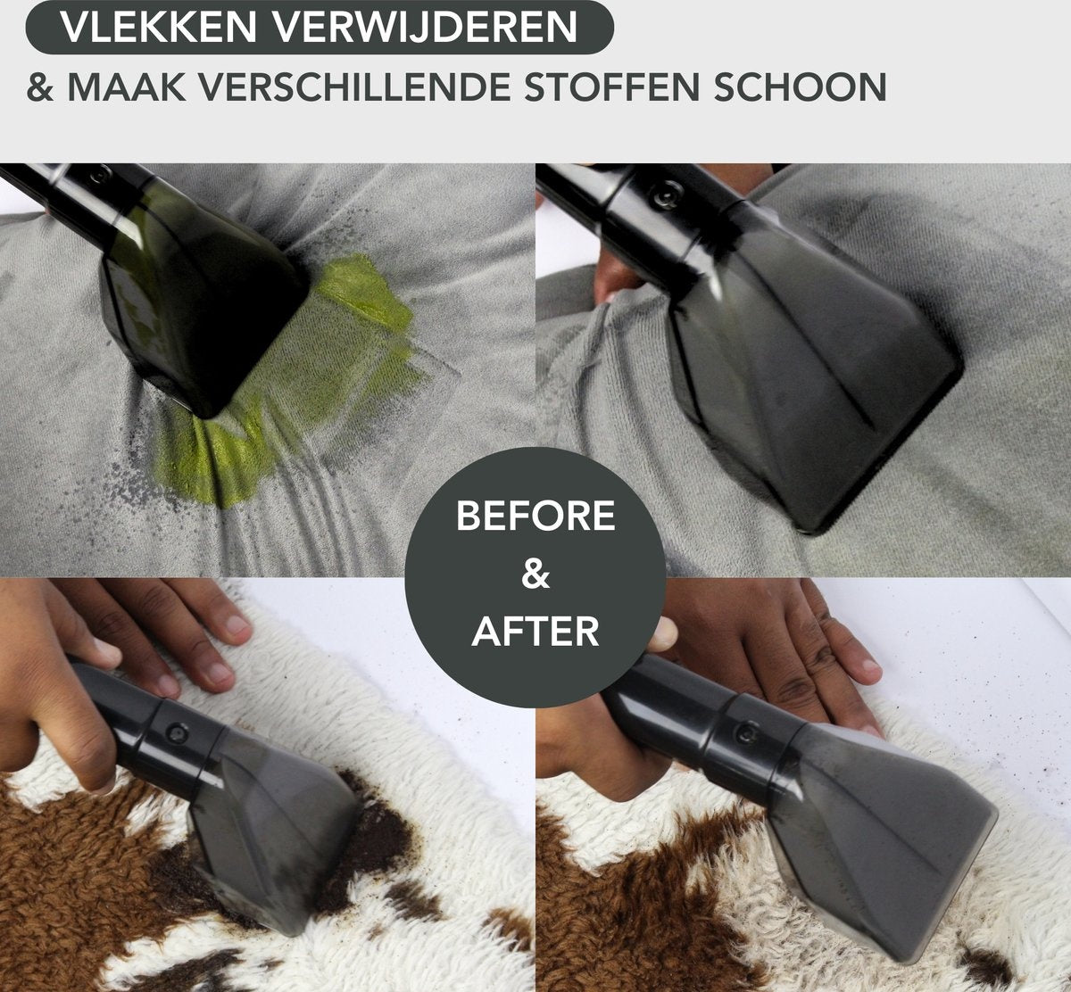 Achaté Nettoyeur de taches puissant - 2 réservoirs d'eau - 650W - 1200ml - Gris