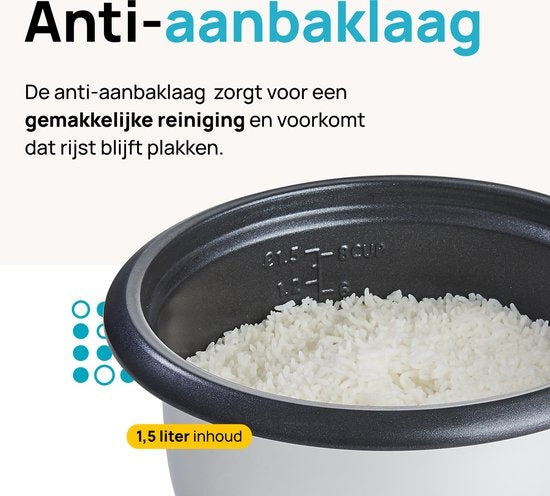 MOA Cuiseur de riz avec cuiseur vapeur 1.5 litres - acier inoxydable - RC18S