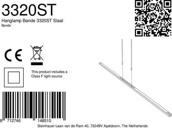Steinhauer - lampe suspendue - Bande - acier - métal acrylique - lampe design - LED - 3320ST