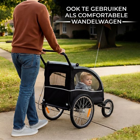 Outbee Bicycle Trailer For Kids - 2 in 1 Bicycle Trailer And Stroller - Kids' Bicycle Trailer - Kids' Buggy - 3 Wheels - With Flag