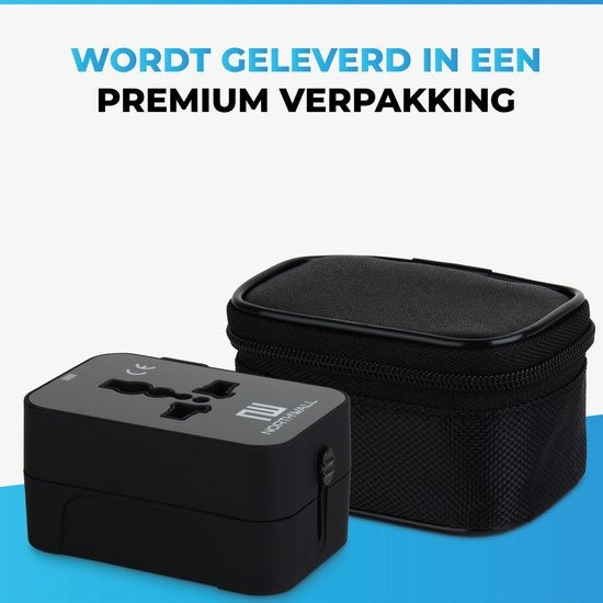 Adaptateur Universel avec 2 ports USB à charge rapide - Northwall - Prise de voyage internationale pour plus de 150 pays - Angleterre, Amérique, Afrique du Sud, USA, Italie, Royaume-Uni, Australie, Inde, ...