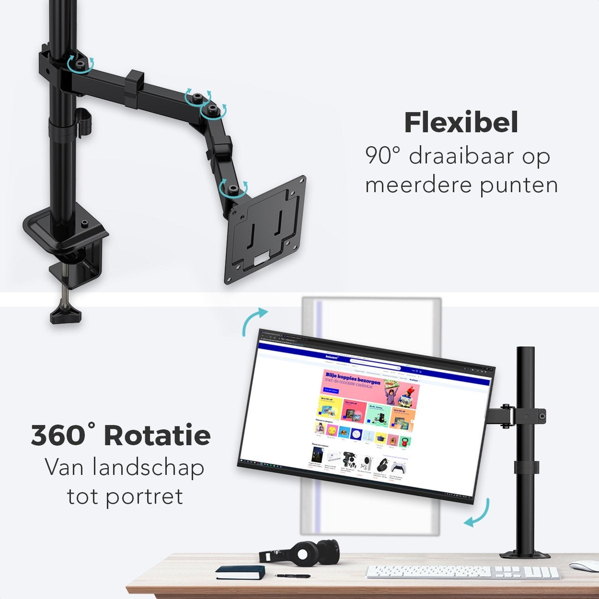 Auronic Monitor Arm - 1 écran - 13 à 32 pouces - réglable - acier - noir