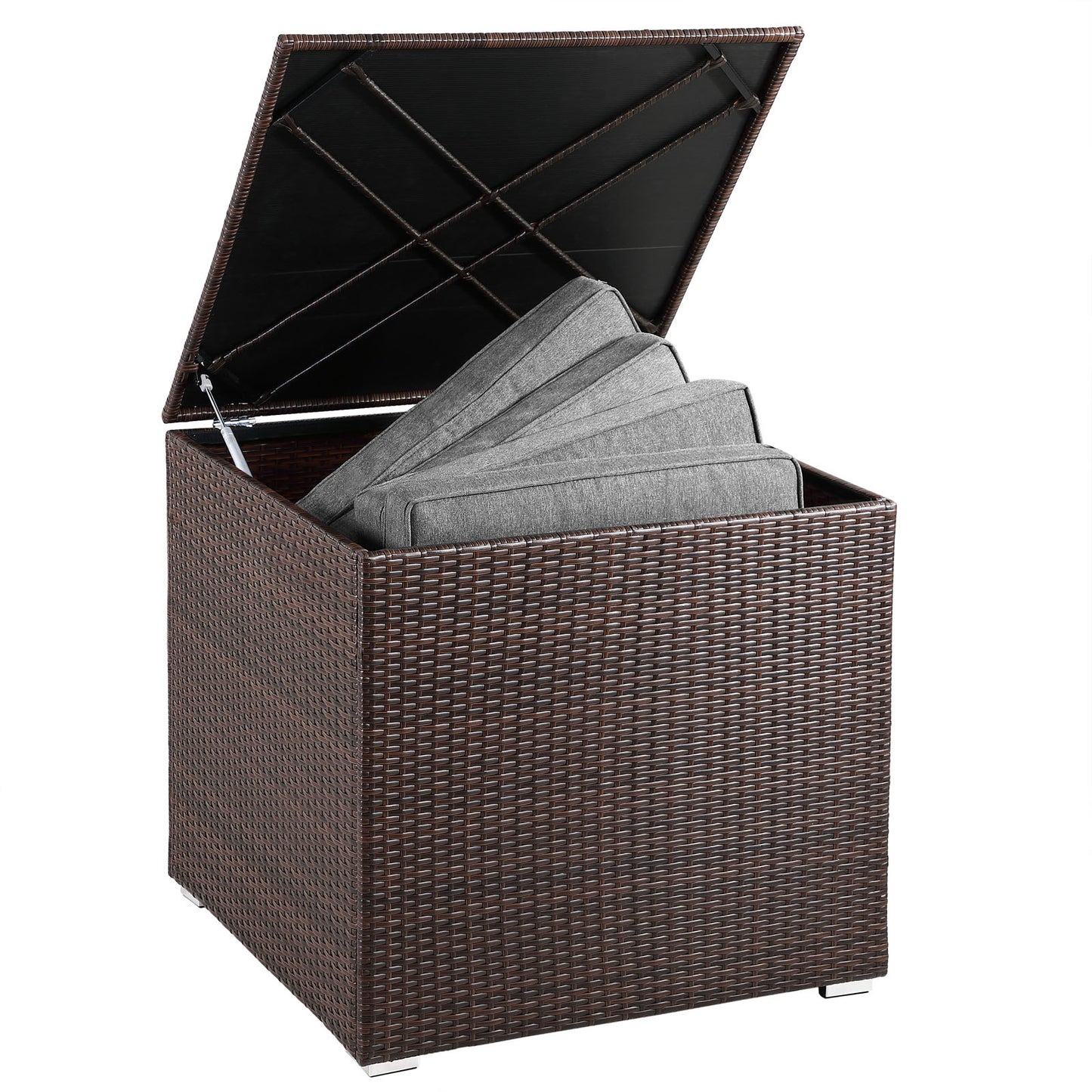 Boîte de rangement Casaria en polyrotin - marron - 75x75x70 cm - avec sac hydrofuge
