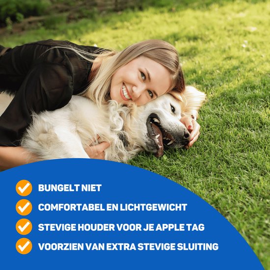 Vulpes Goods® Pets - Collier pour chien compatible avec l'Apple AirTag - Collier Apple AirTag pour chiens Pro - Sûr, léger, réfléchissant et confortable - Résistant aux rayures et à l'eau - 2 accessoires inclus - 36-44 cm - M