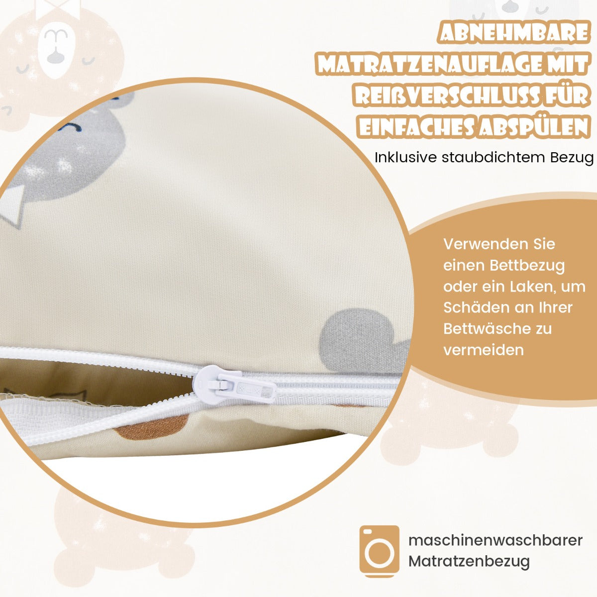 Matelas Futon Coast avec housse amovible et sac de transport - 90 x 200 cm - Crème