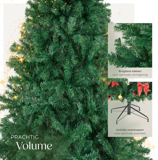 tectake® Arbre de Noël artificiel - Arbre de Noël artificiel fermé avec branches de pin flexibles et pliables et support en acier - 230 cm, 1346 aiguilles - Vert, idéal pour les décorations de Noël