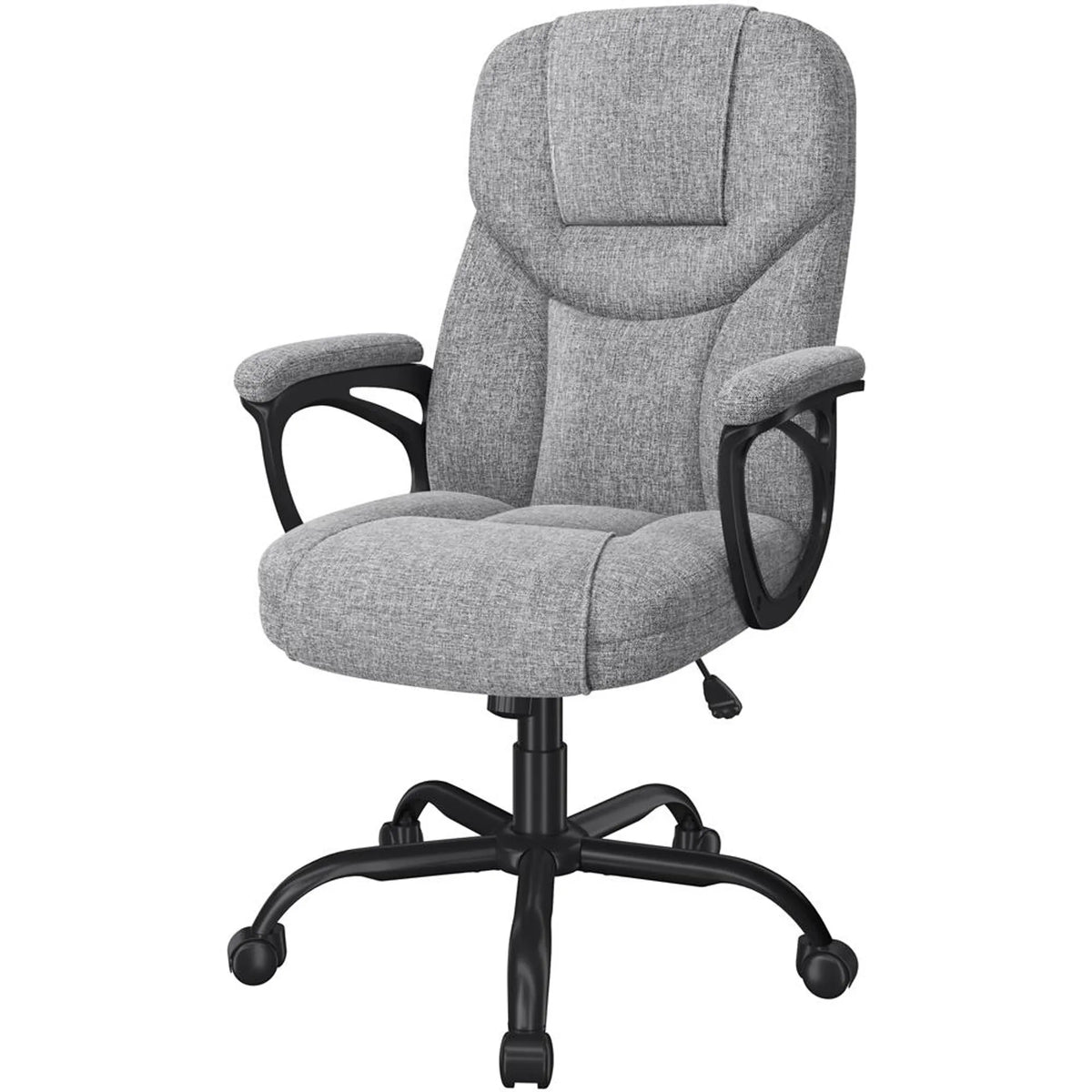 Chaise de bureau ergonomique avec accoudoirs, pivotante à 360°, réglable en hauteur et dotée d'une fonction de balancement, grise
