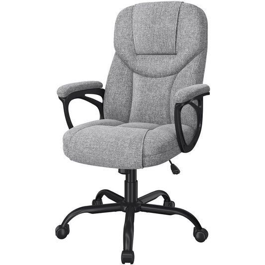 Chaise de bureau ergonomique avec accoudoirs, pivotante à 360°, réglable en hauteur et dotée d'une fonction de balancement, grise