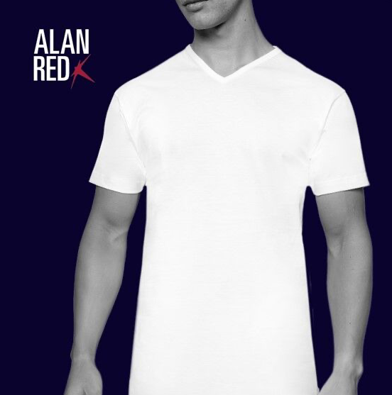 Alan Red - S - T-shirt Vermont - col en V - pack de 4 - Navy
