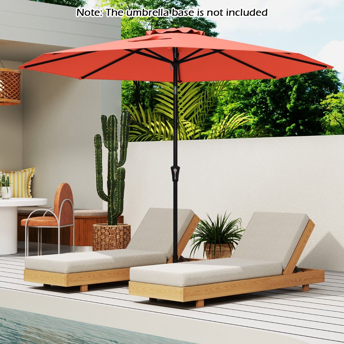 Coast 303x253 cm Parasol de Terrasse Orange - Parasol inclinable avec manivelle et 8 balanciers pour jardin, terrasse et piscine