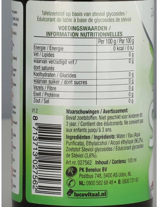 Lucovitaal Stevia liquide - 100 ml - Compléments alimentaires