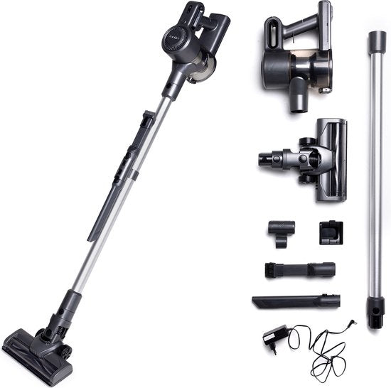 Aspirateur-balai sans fil Nexxt avec technologie cyclonique - Aspirateur léger avec dépoussiéreur sans sac - Filtre HEPA 13 - Set complet - Noir