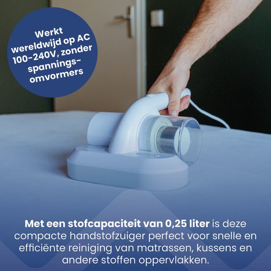 Nexxt Mite Vacuum Cleaner with UV-C Light Sterilisation - Mattress Cleaner - House Dust Mite Vacuumer - Double Filter System Destroys 99.9% Mites - 300W