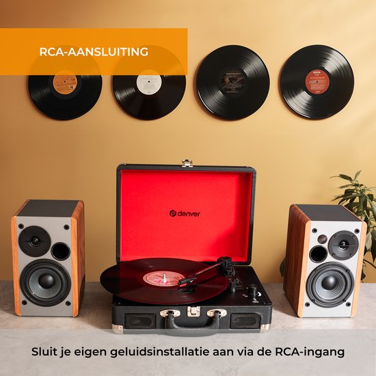 Denver Record Player - Haut-parleurs intégrés - Logiciel PC inclus - Auto-stop - Rétro - VPL120 - Noir