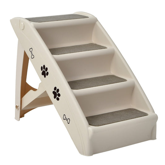 Coast Échelle pliante pour animaux de compagnie à 4 niveaux en plastique Guide d'escalade 62,5 x 38 x 49 cm beige