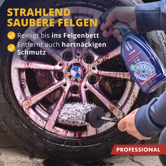 Brosse pour jantes en microfibre, à poils ultra-fins et amovibles, pour un nettoyage en douceur jusqu’au fond du creux de la jante, idéale pour les jantes haut de gamme, brosse pour roues