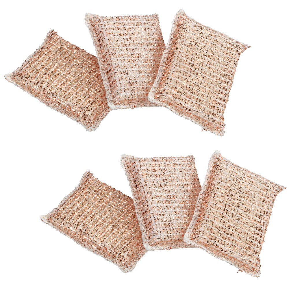 Lot de 6 éponges en cuivre Wenko - Nettoyant puissant - 110 x 70 x 30 mm - Couleur cuivre