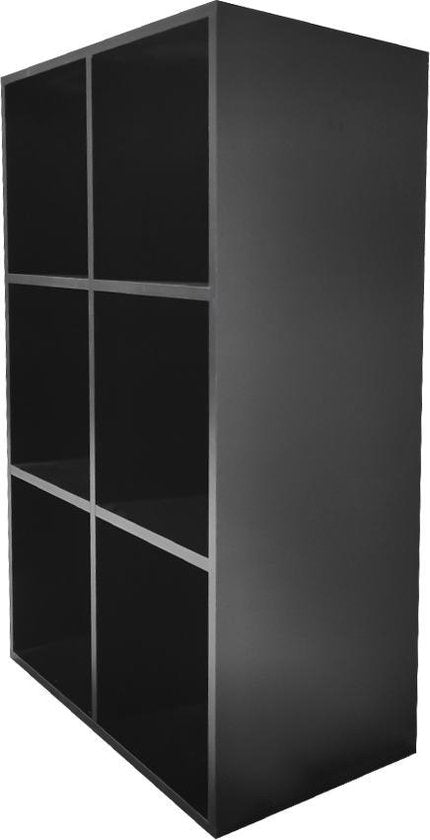 Armoire à compartiments Vakkie - Armoire de rangement à 6 compartiments ouverts - Bibliothèque - Armoire murale - Noir