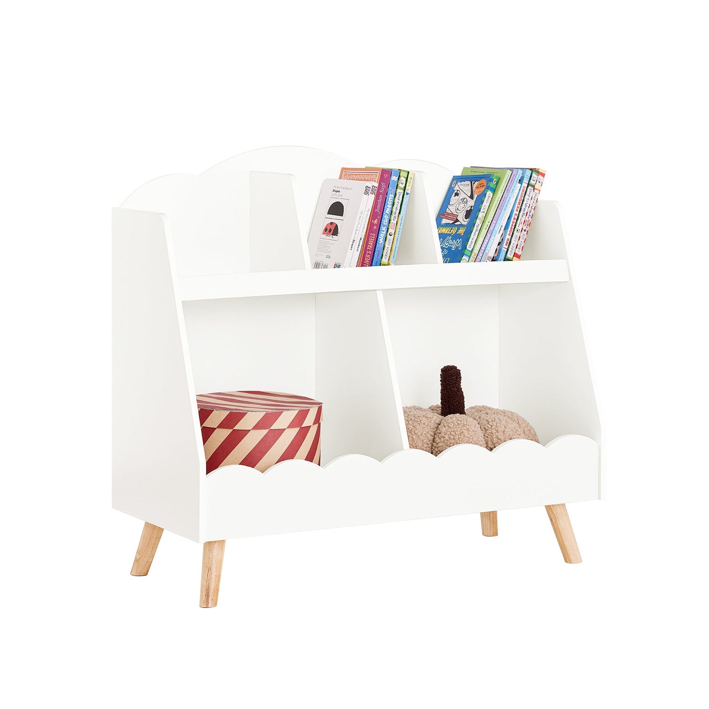 Bibliothèque pour enfants sur pieds - Bibliothèque et rangement pour jouets - 5 espaces ouverts - Blanc - SoBuy KMB100-W