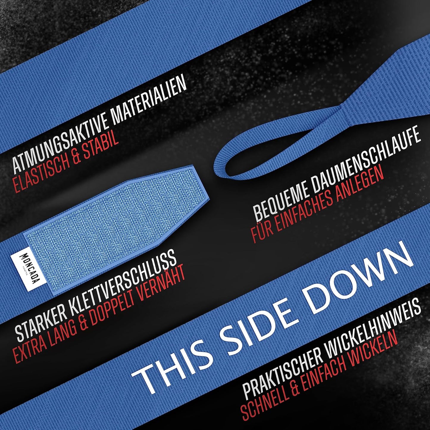Bandage de boxe de combat Moncada - 4m - Bleu