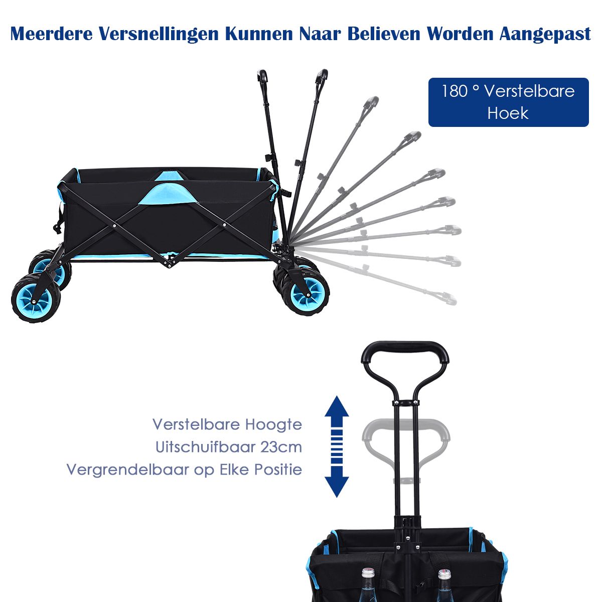 Chariot pliant Coast - Max. 50 kg - 118 x 55 x 97 cm - Noir / Bleu