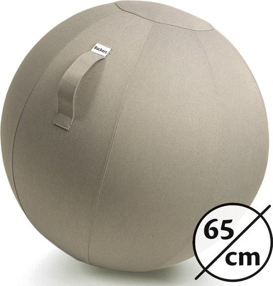 Backerz® Zitbal Kantoor en Thuis 65 CM - Luxe Yoga Bal - Zitballen met Hoes - Ergonomische Bureaustoel Bal - Linnen Zandgrijs