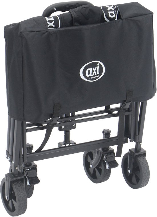 Chariot pliable AXI SB120 – Noir – Avec poignée de traction, freins et housse – Capacité de charge de 60 kg – Facile à transporter – Métal