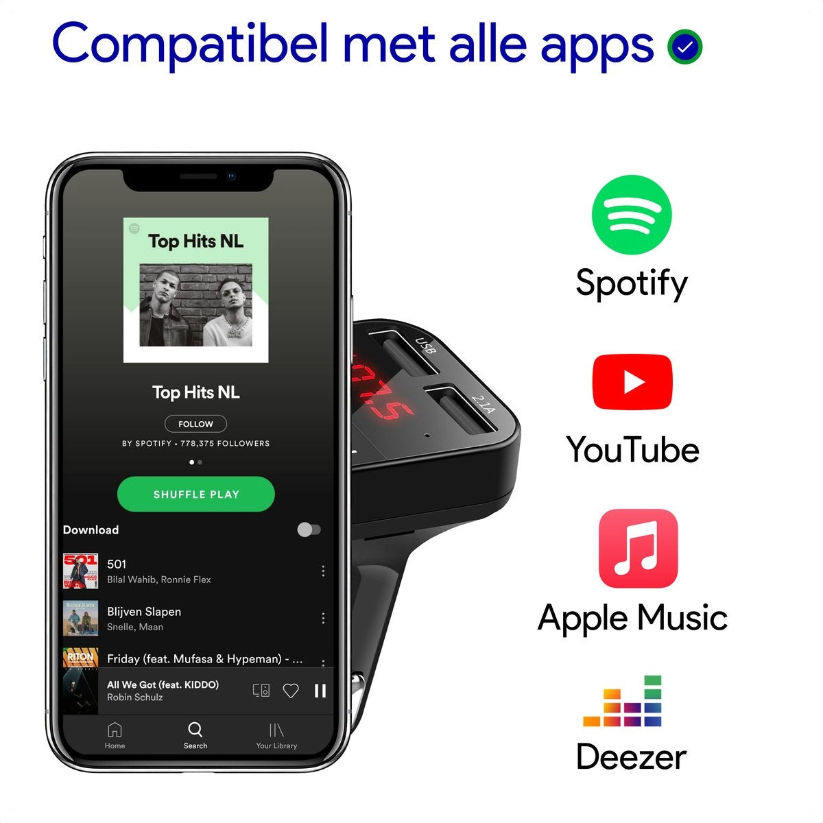 Émetteur FM Bluetooth - Récepteur Bluetooth embarqué - USB - Kit mains libres pour voiture