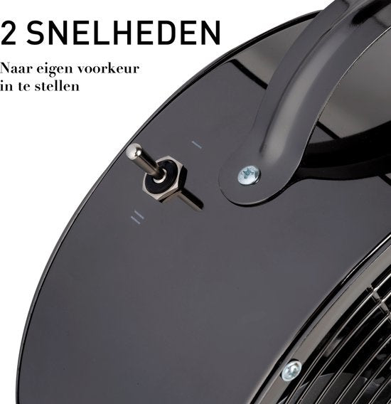 Lifetime Air Tafelventilator - 230V - Bureau Ventilator 20CM - 2 Snelheden - Zwart
