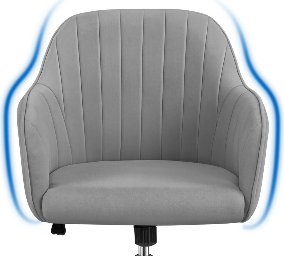 Chaise de bureau ergonomique Yaheetech - avec revêtement en velours de luxe, hauteur réglable par vérin à gaz et roues en nylon pivotantes à 360° - pour le bureau et l'étude - métal gris clair - 60 x 61 x 83-92,5 cm