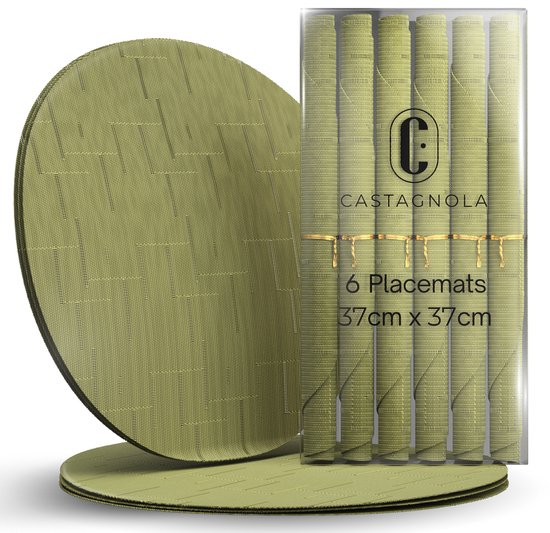 Set de table Castagnola - Set de table en plastique - Sous-verre - Sets de table en plastique et PVC - 6 pièces - Diamètre 37 cm - Vert