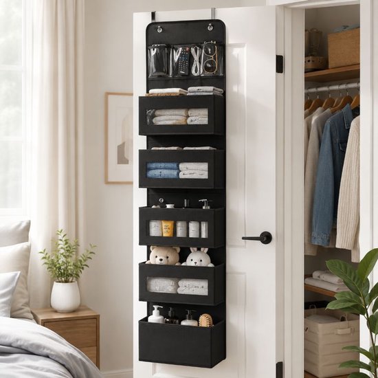Organiseur de porte à 5 compartiments – Rangement suspendu – Accroche-porte – Modulable