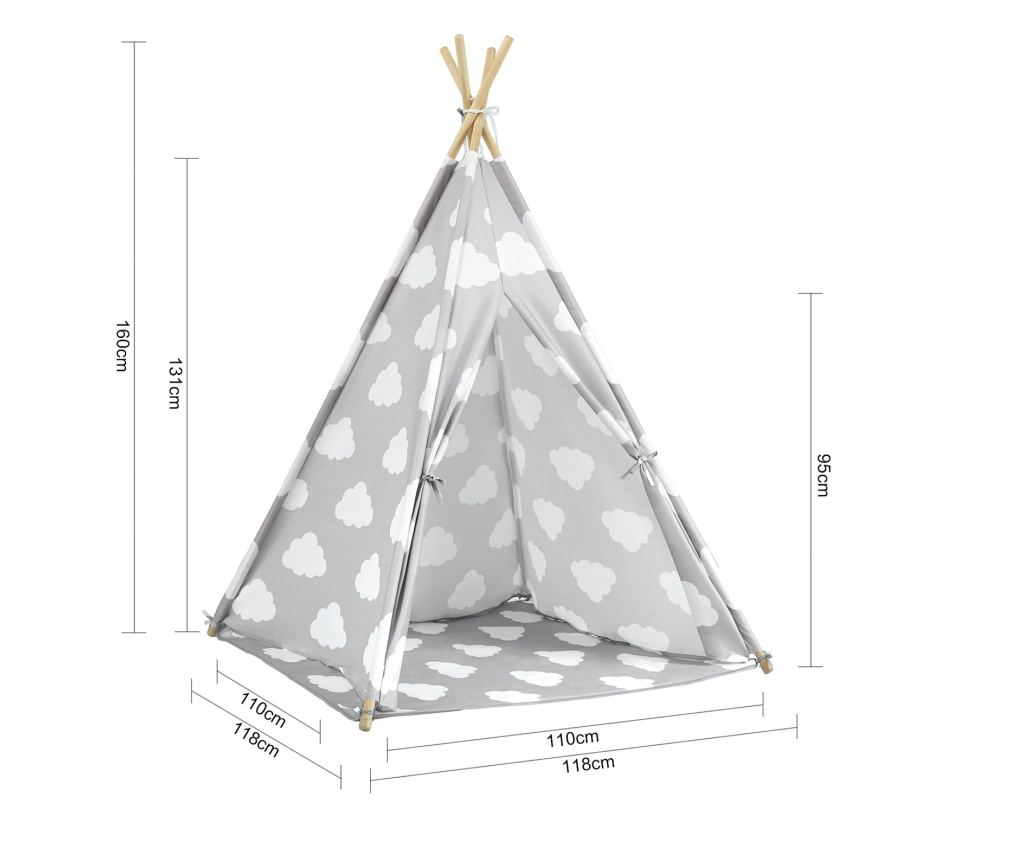 Tente de jeu SoBuy pour enfants avec tapis de sol - Tente de jeu indienne pour enfants - 118 x 118 x 160 cm