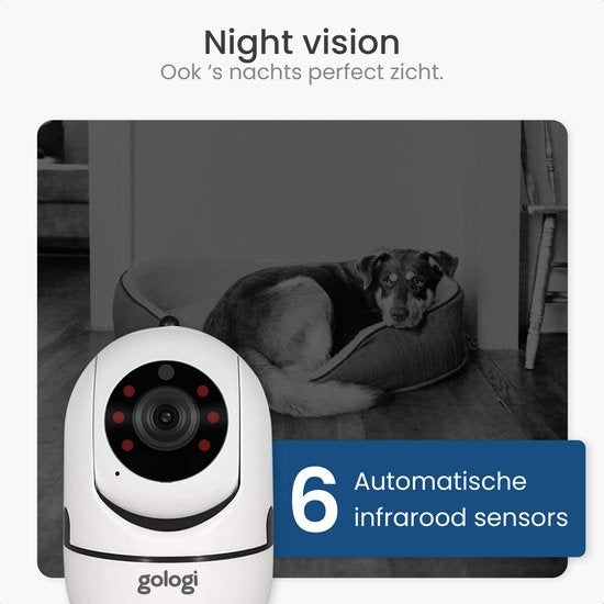 Gologi pet camera - Caméra pour chien - Caméra pour animaux - Caméra de sécurité - Caméra de sécurité - Pour tous les animaux - Avec wifi