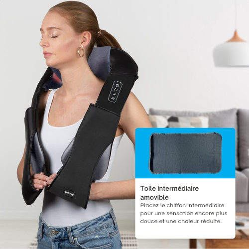 Coussin de massage Shiatsu, Auronic, Appareil de massage électrique, Infrarouge, Noir