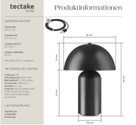 tectake Petite lampe à poser rétro Kade, dimmable, Noir