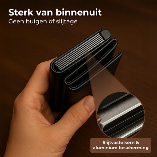Nuvance Card Holder - Porte-cartes extensible avec protection RFID - 10 cartes - Porte-cartes hommes et femmes - Noir