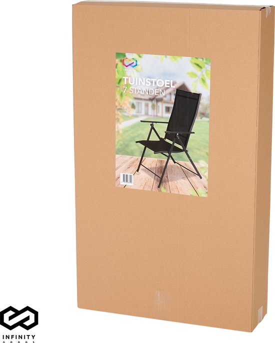Infinity Goods Chaise de jardin - 7 pieds réglables - pliable - jardin ou balcon - résistant aux intempéries - textile - noir