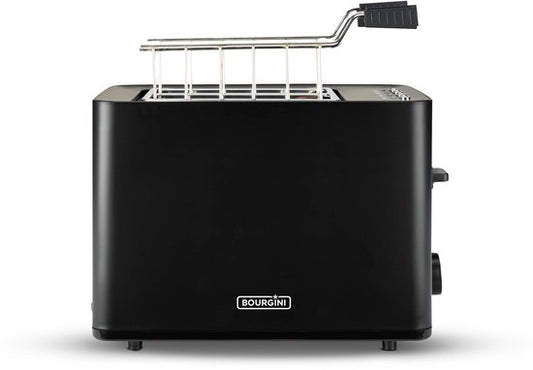 Grille-pain Bourgini Tosti avec fonction bagel - Grille-pain avec pinces à sandwich - Noir - Finition mate - Fente extra-large pouvant accueillir 2 sandwichs